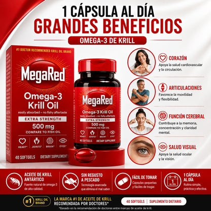 MEGARED OMEGA-3 DE KRILL 500 MG X40 – APOYO DIARIO PARA TU CORAZÓN ❤️⚡ OFERTA ESPECIAL