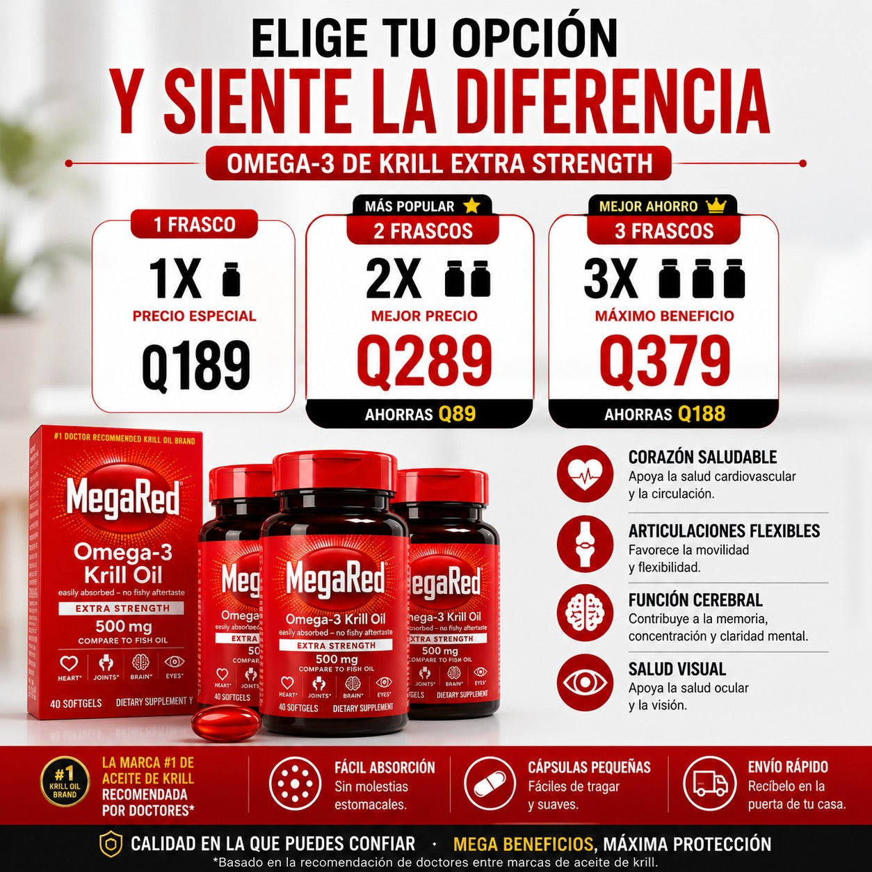 MEGARED OMEGA-3 DE KRILL 500 MG X40 – APOYO DIARIO PARA TU CORAZÓN ❤️⚡ OFERTA ESPECIAL