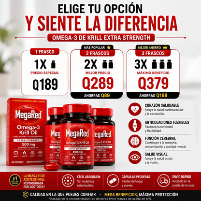MEGARED OMEGA-3 DE KRILL 500 MG X40 – APOYO DIARIO PARA TU CORAZÓN ❤️⚡ OFERTA ESPECIAL