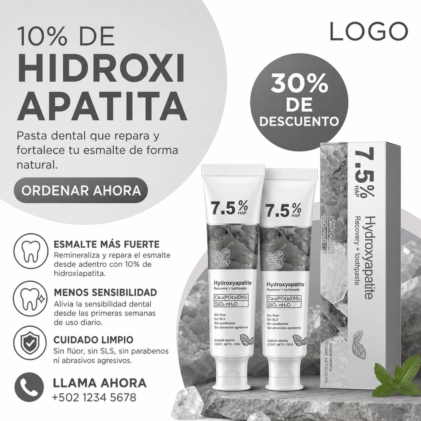 HYDROREPAIR 7.5% – PASTA DENTAL PARA SENSIBILIDAD, ESMALTE Y SONRISA MÁS BLANCA 🦷✨