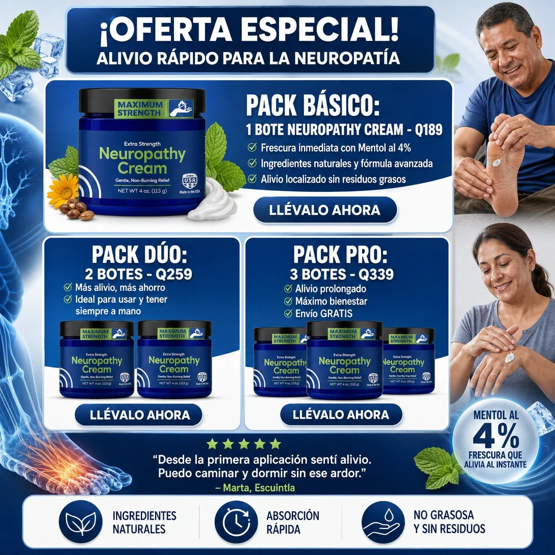 Neuropathy Cream™ | Crema Refrescante para el Cuidado de Pies, Piernas y Articulaciones 🦶✨ ¡Envío Gratis!