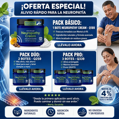 Neuropathy Cream™ | Crema Refrescante para el Cuidado de Pies, Piernas y Articulaciones 🦶✨ ¡Envío Gratis!