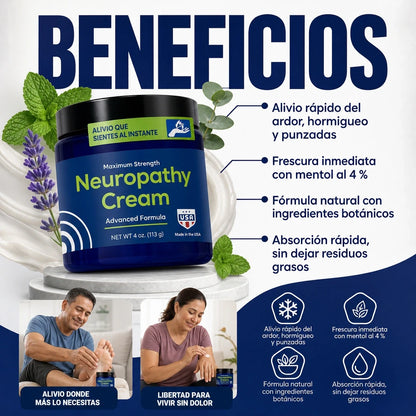 Neuropathy Cream™ | Crema Refrescante para el Cuidado de Pies, Piernas y Articulaciones 🦶✨ ¡Envío Gratis!