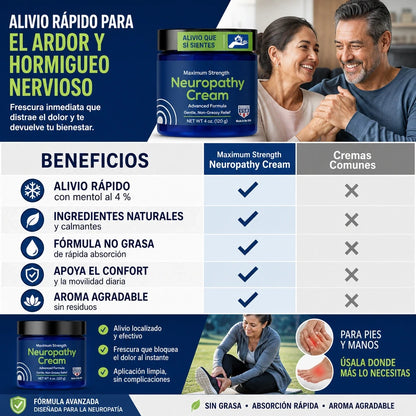 Neuropathy Cream™ | Crema Refrescante para el Cuidado de Pies, Piernas y Articulaciones 🦶✨ ¡Envío Gratis!